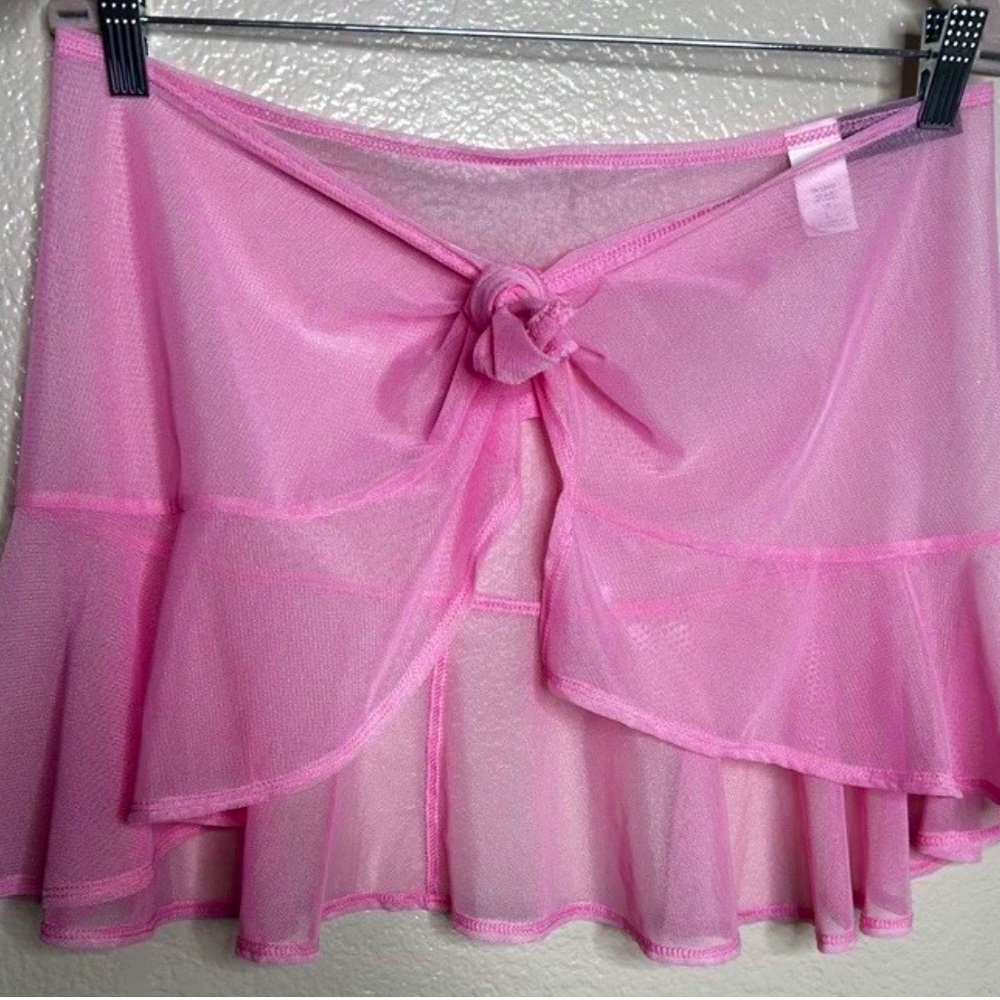 La Blanca By Rod Beattie Y2K Swim Coverup Women's Size Large Pink Mesh Tie Waist